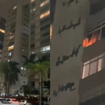 apartamento-pega-fogo-em-santos-e-mobiliza-bombeiros