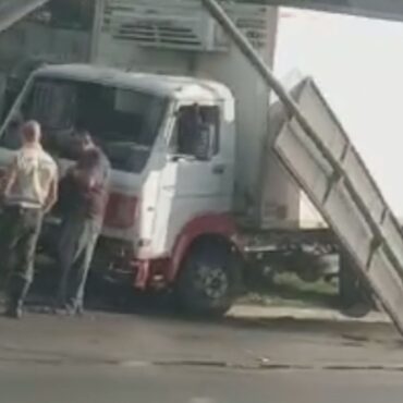 motorista-de-caminhao-passa-mal-no-volante-e-bate-em-poste-em-praia-grande;-video