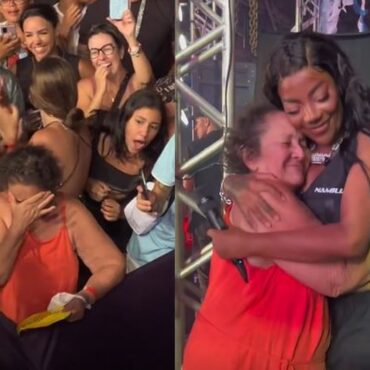 cantora-ludmilla-realiza-sonho-de-fa-de-76-anos-em-show-no-litoral-de-sp;-video