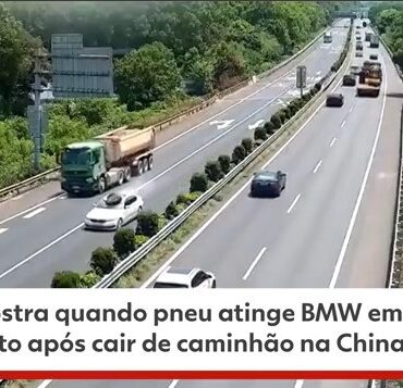 pneu-atinge-carro-em-movimento-apos-cair-de-caminhao;-video-mostra-impacto