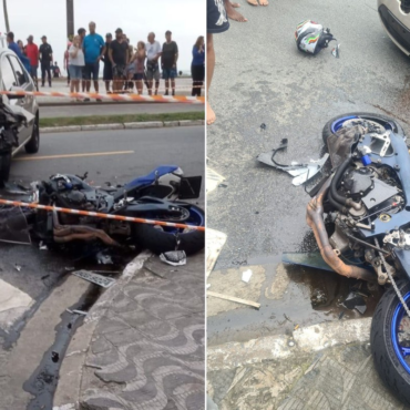 motociclista-morre-apos-colidir-com-carro-em-avenida-da-praia-no-litoral-de-sp;-video