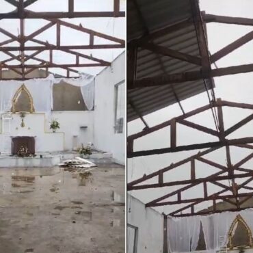 igreja-e-destruida-por-tempestade-de-granizo-no-litoral-de-sp-e-imagem-de-santa-nao-e-atingida;-video