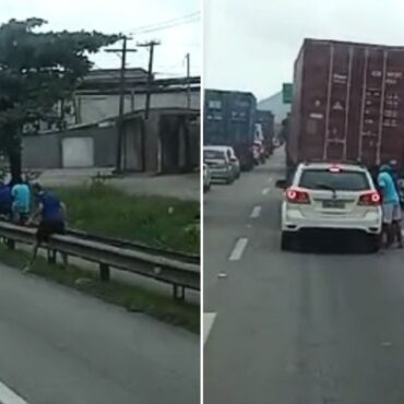 quadrilha-aproveita-transito-para-saquear-motoristas-em-rodovia-do-litoral-de-sp;-video