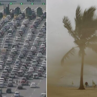 fila-gigante-para-fugir?-tempestade-e-ventos-de-ate-100-km/h-sao-previstos-no-litoral-de-sp