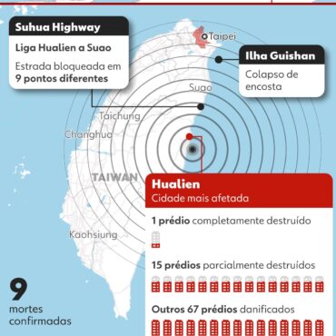terremoto-em-taiwan:-equipes-resgatam-seis-mineiros-e-59-pessoas-presas-em-tunel-em-estrada-montanhosa