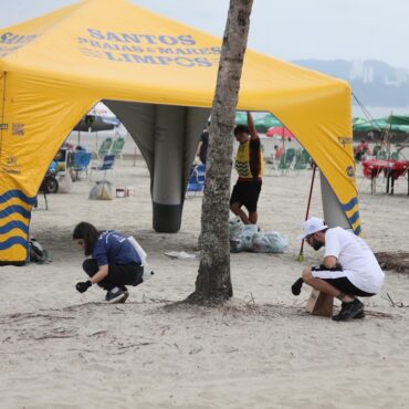 mutirao-retira-mais-de-4-mil-residuos-descartados-em-praia-de-santos,-sp