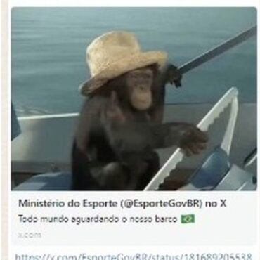 ministerio-faz-postagem-racista-com-macaco-em-alusao-ao-barco-do-brasil-na-abertura-das-olimpiadas,-tira-do-ar-e-lamenta